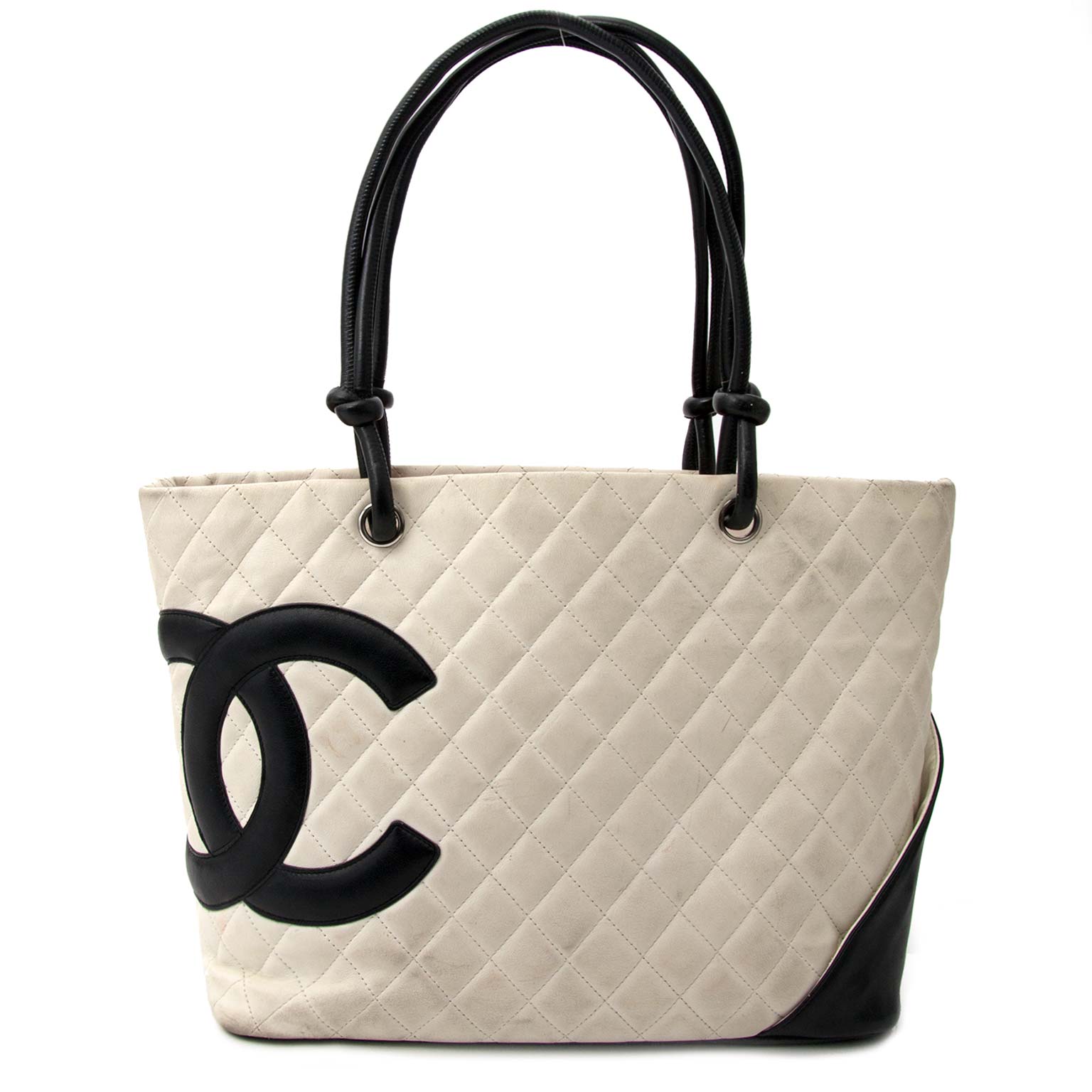 Chanel Tote Cambon Quilted Ligne Large Flap Black Leather Shoulder