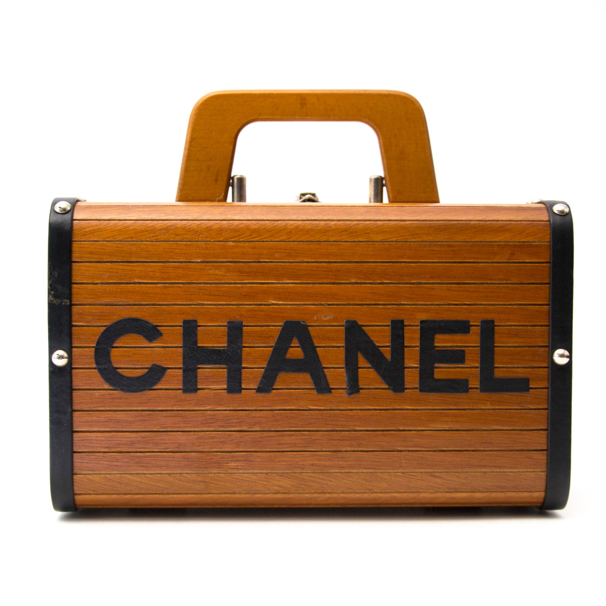 Rare Vintage Chanel Wood & Leather Handbag, 1stdibs.com