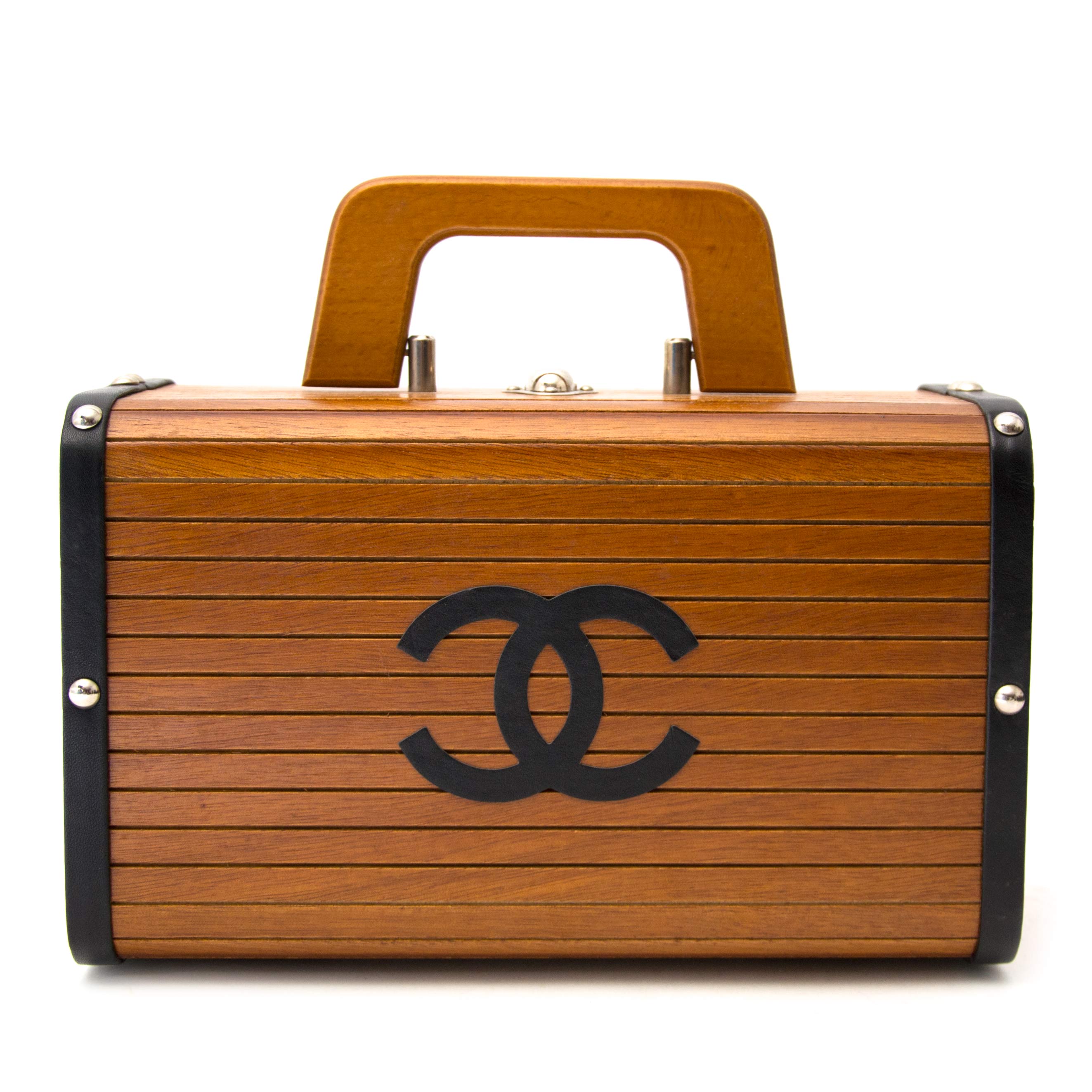 Chanel Limited Wooden Leather Trunk Case Handbag ○ Labellov