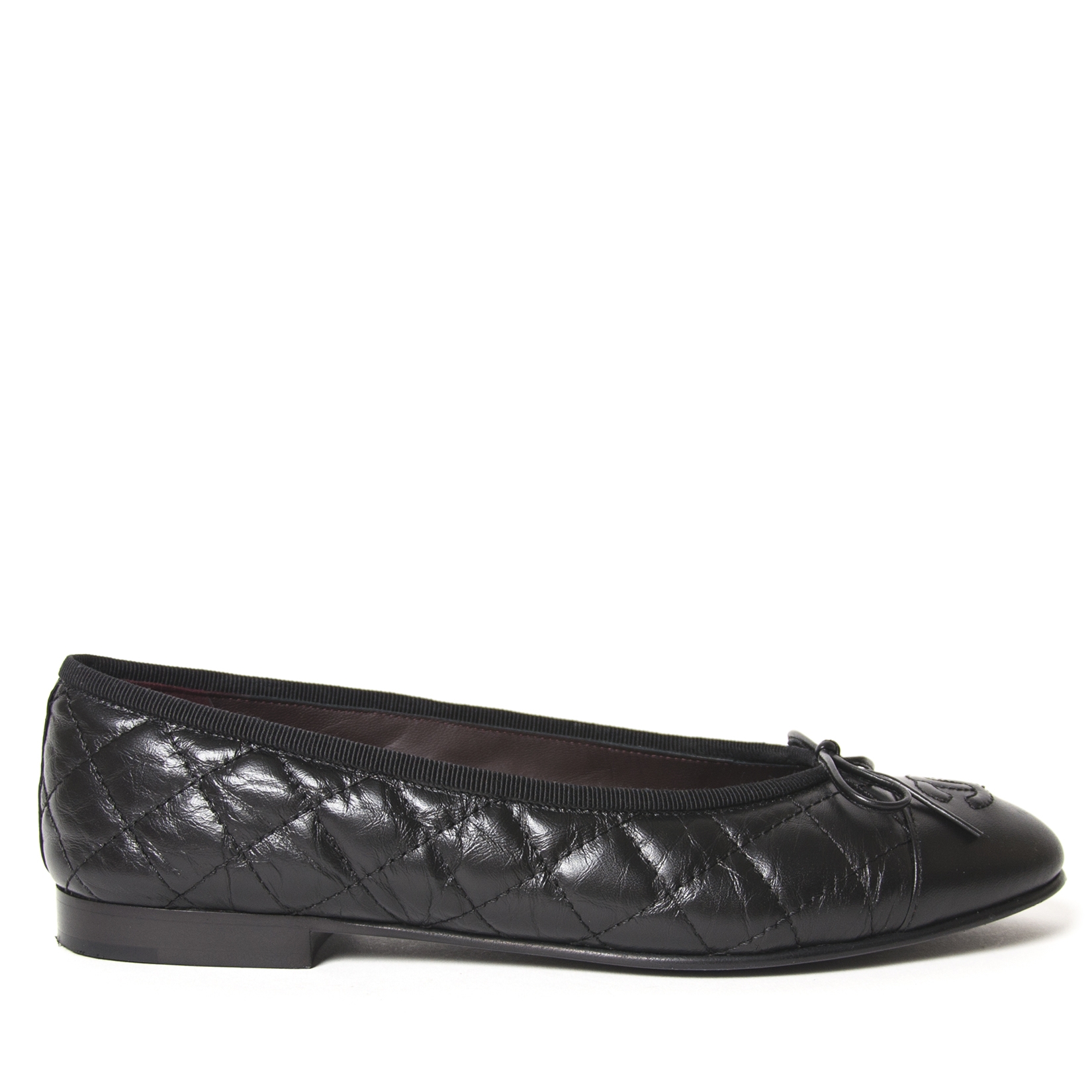 black leather chanel flats 38