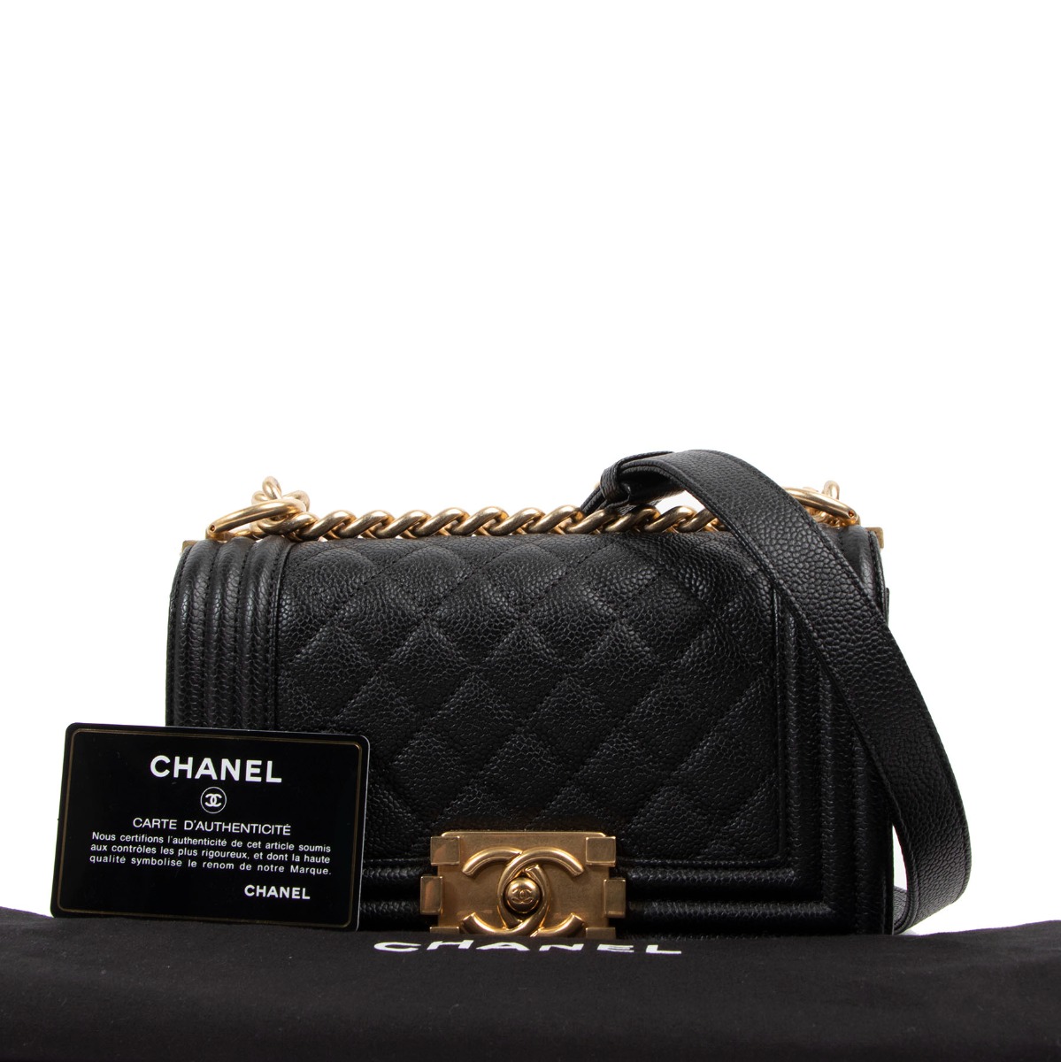 Chanel Black Caviar Leather Small Boy Bag ○ Labellov ○ Buy and