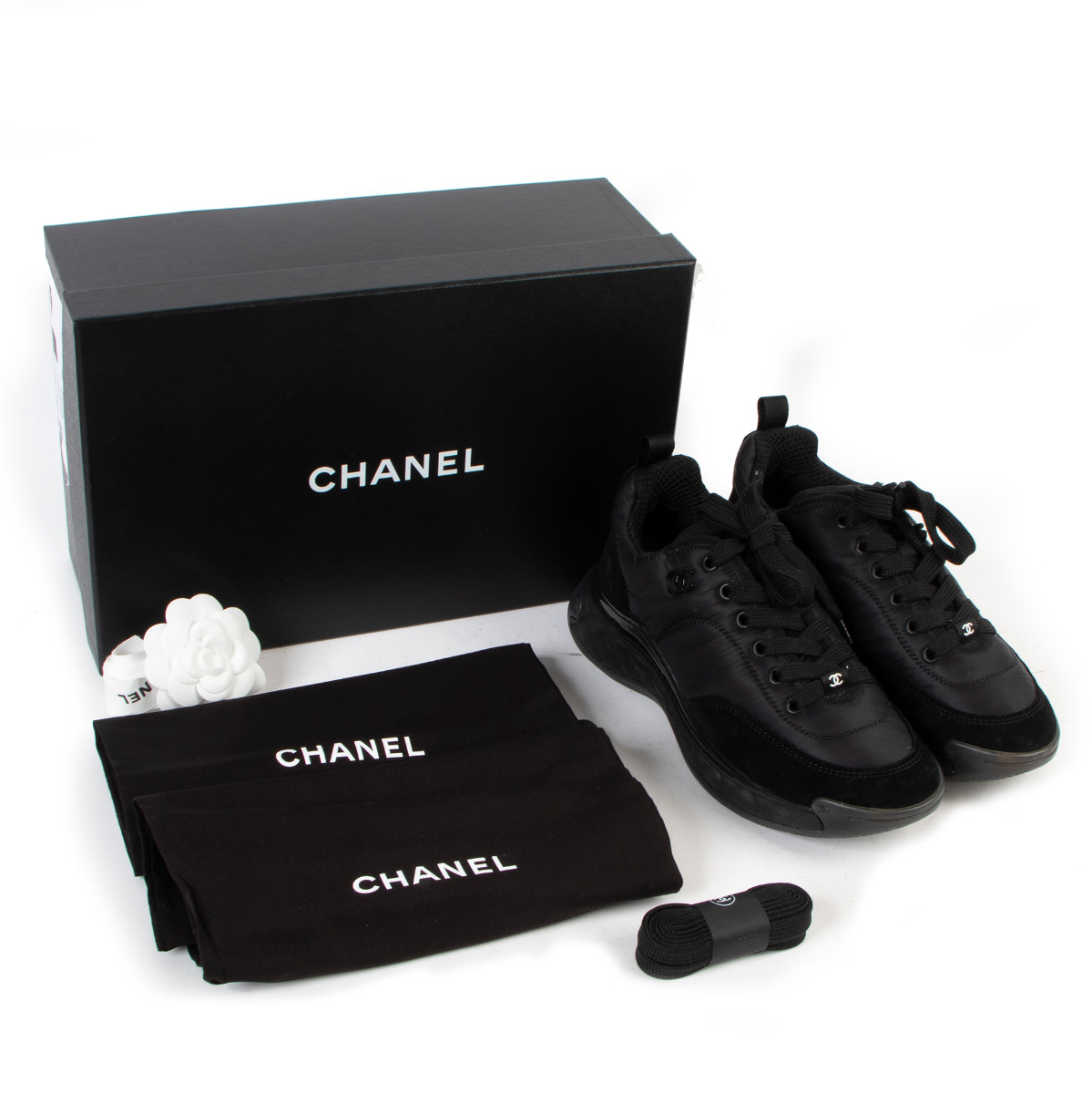Chanel Pre-Fall 2021 Black Padded Nylon/Suede Sneakers Chanel Pre-Fall 2021 Black Padded Nylon/Suede Sneakers