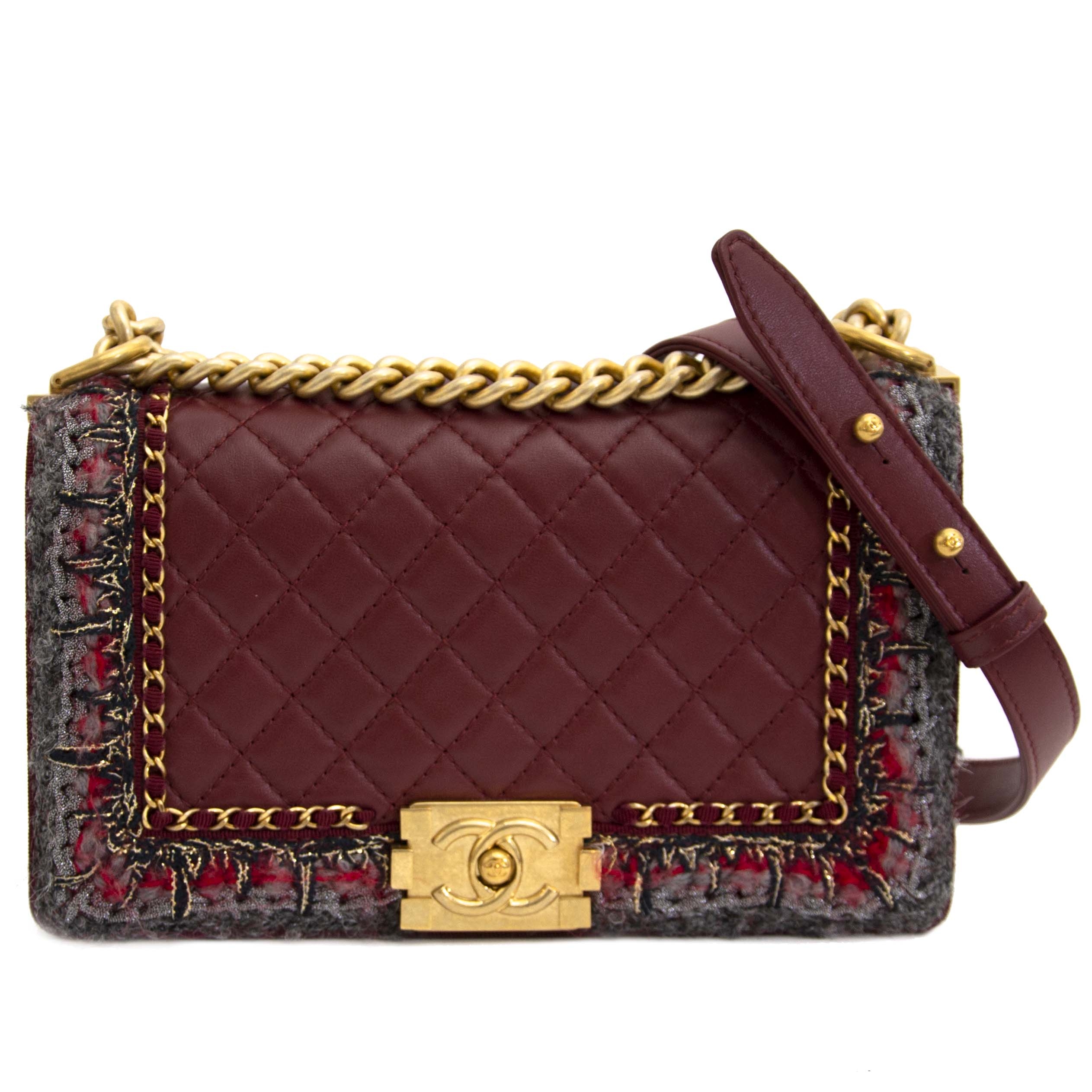 Chanel boy bag 2025 burgundy