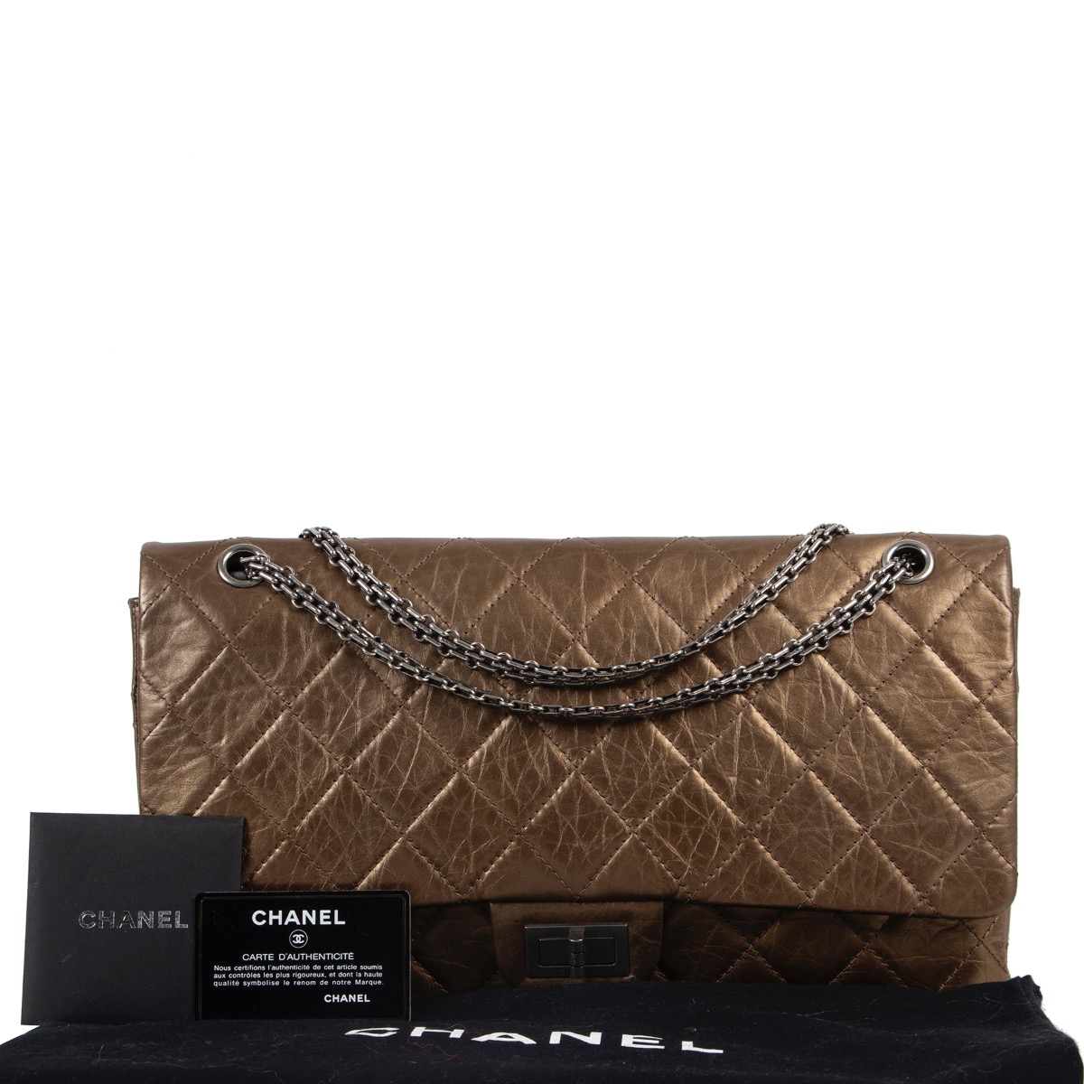 Chanel 2.55 Metallic Gold Jumbo Double Flap Bag ○ Labellov ○ Buy