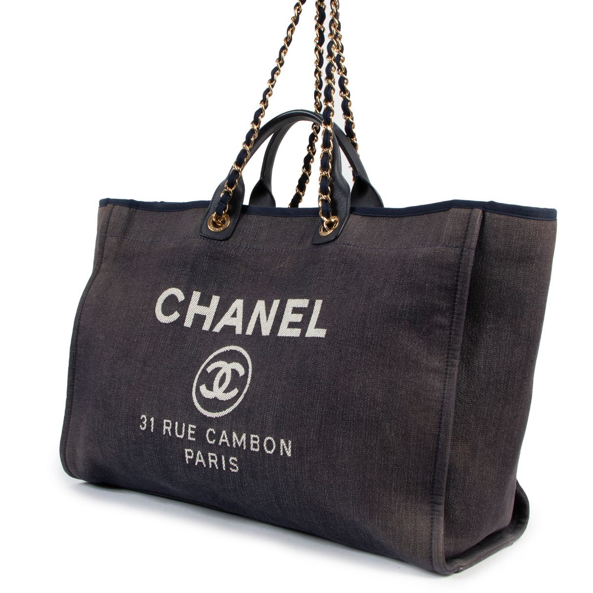 Chanel Denim Deauville XL Shopper Tote Labellov Buy and Sell