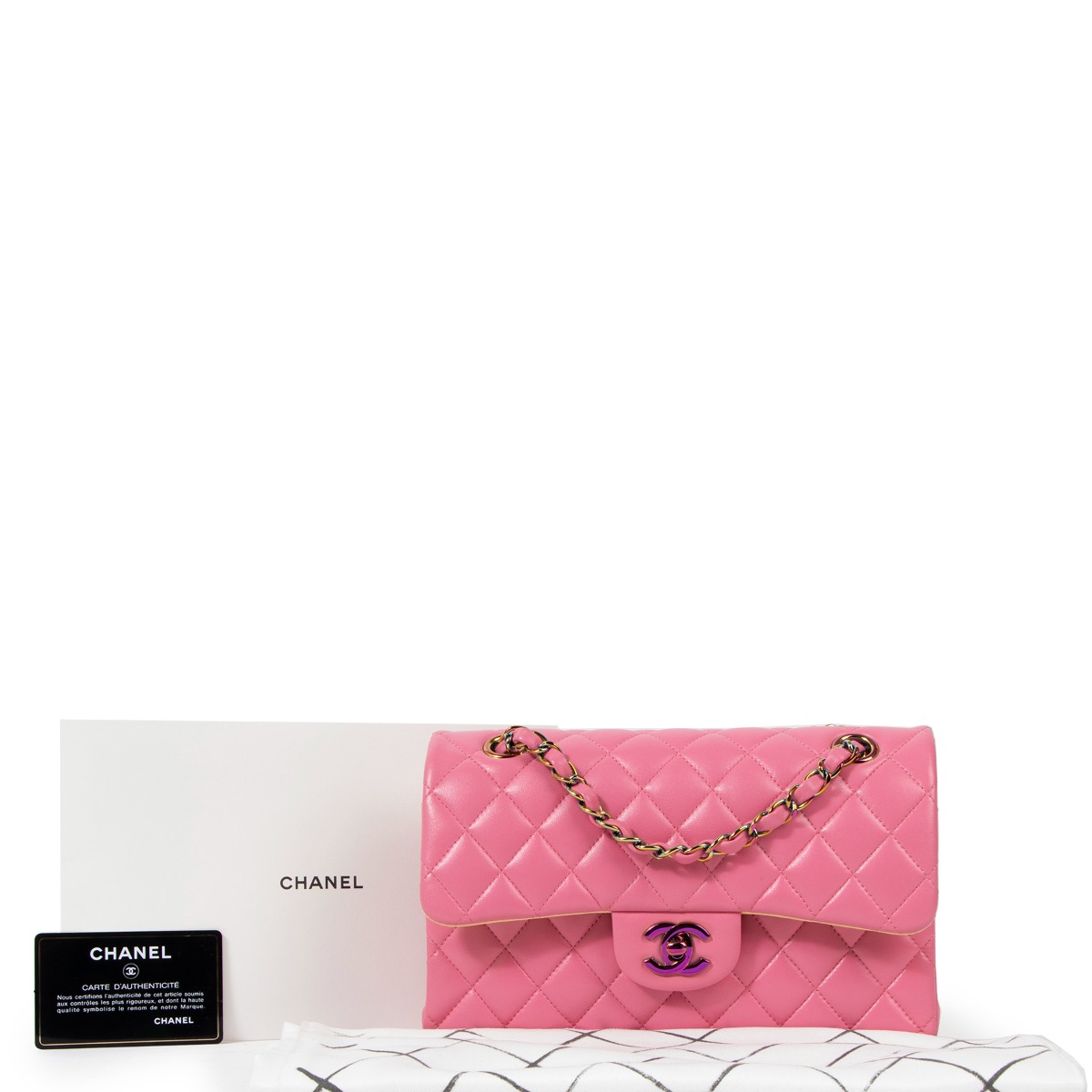 Chanel Hot Pink Fabric New Mini Classic Flap Bag ○ Labellov