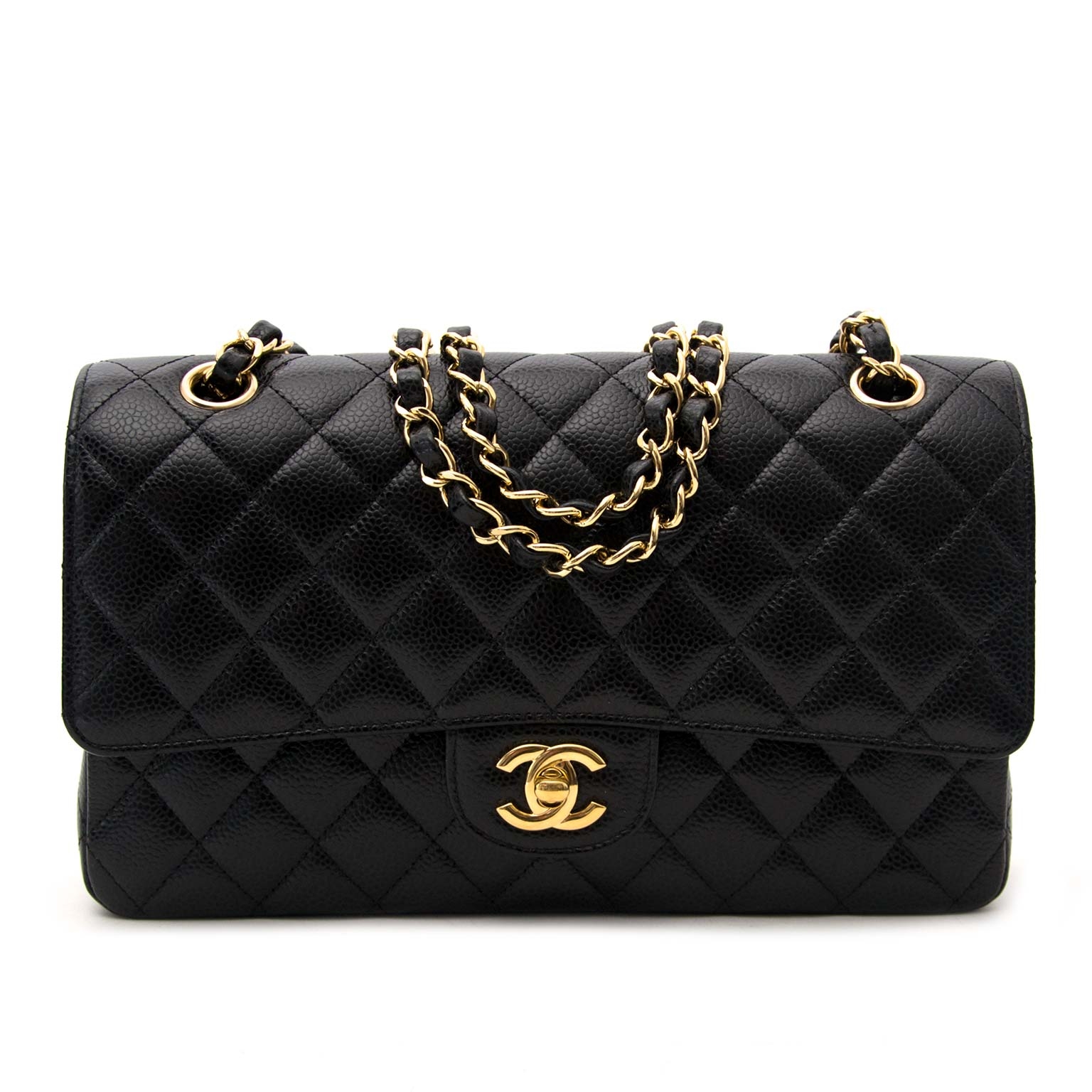 Chanel Black Caviar Classic Medium Double Flap Bag with Gold Hardware   CCSYESPLSSG