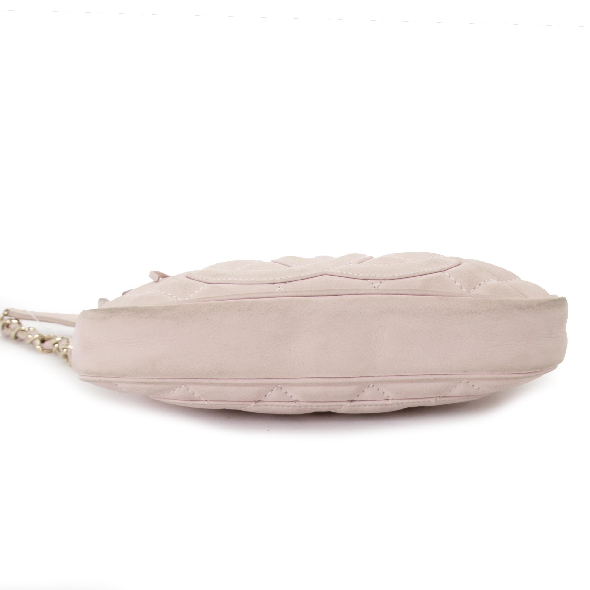 Chanel Light Pink Quilted Caviar Nubuck Pochette Shoulder
