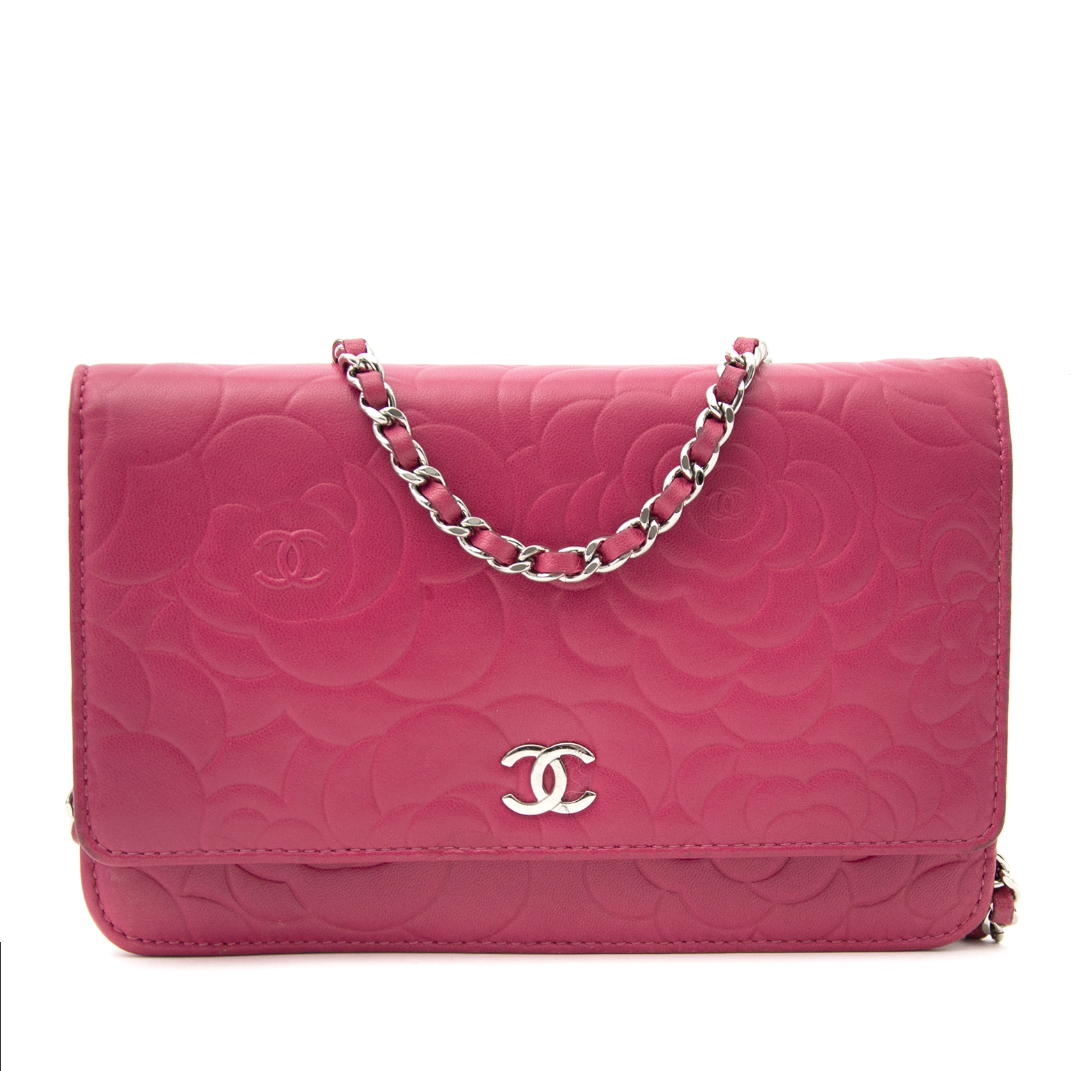 Chanel Fuchsia Camellia Wallet On A Chain ○ Labellov ○ Buy and Sell  Authentic Luxury
