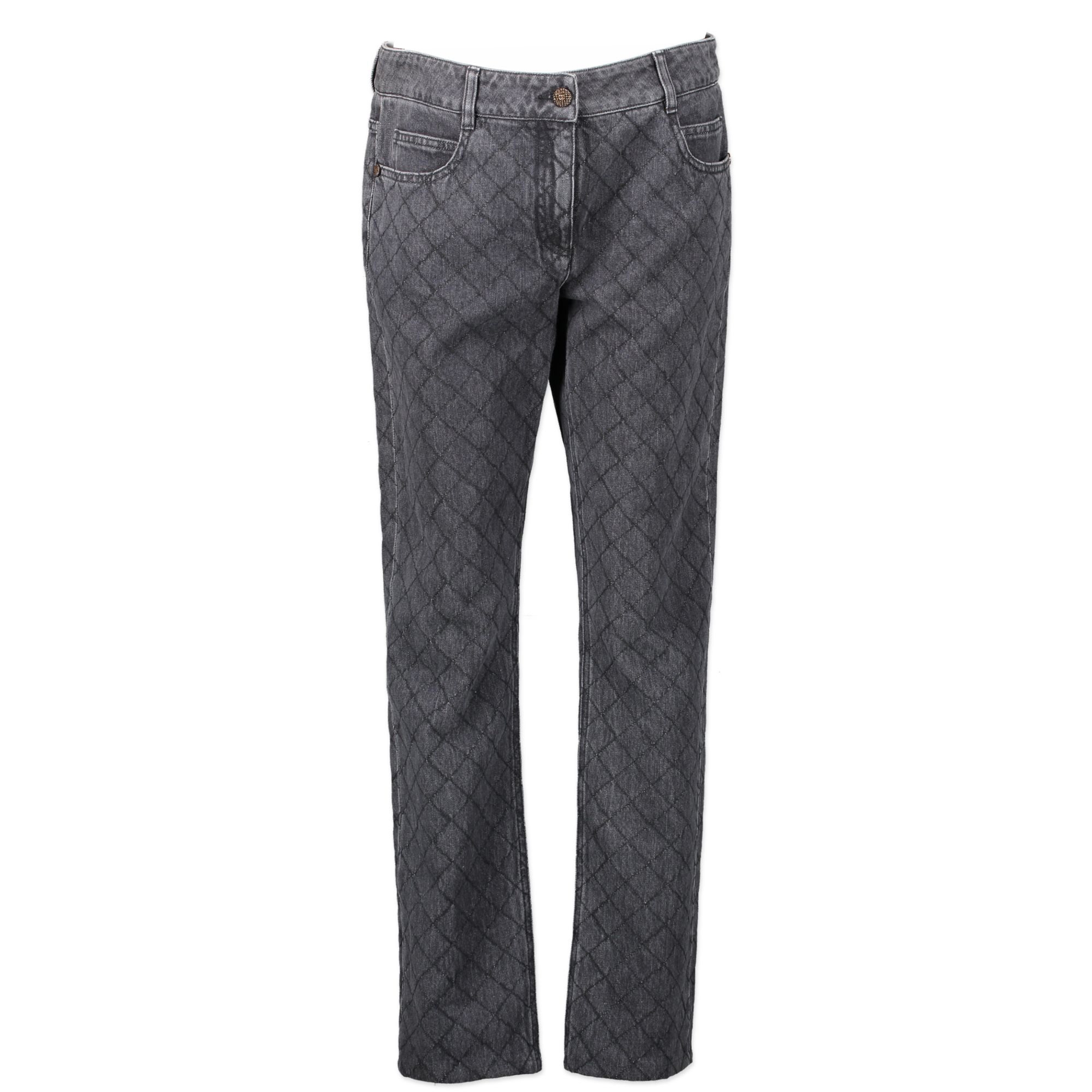 ココビーチ 25S◆送料込【CHANEL】ジーンズ Printed denim grey Jeans - Printed denim, gray & white — Fashion | CHANEL