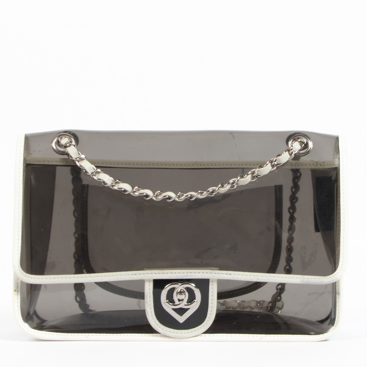 Chanel Transparent Naked Classic Silver Vintage Flap Bag