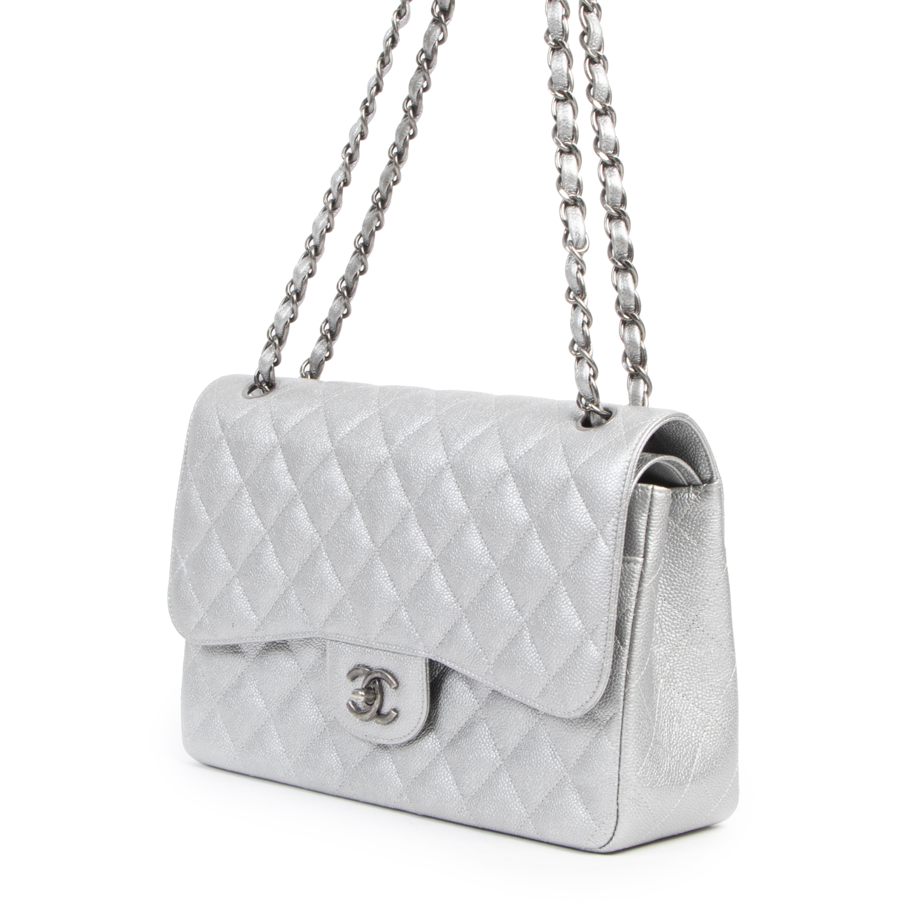 Chanel classic flap new arrivals silver