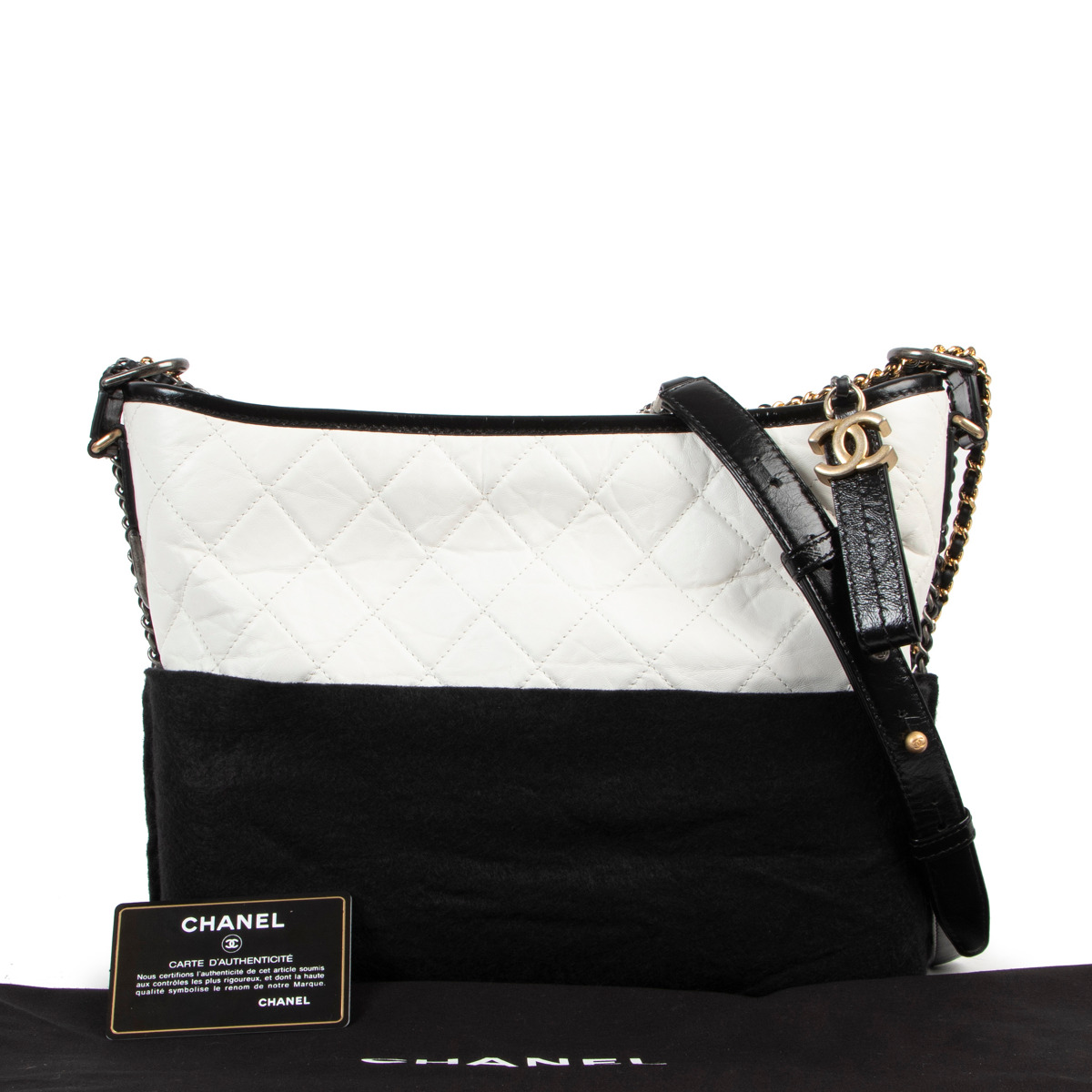 Chanel Gabrielle Black and White Hobo Bag Labellov Buy and Sell