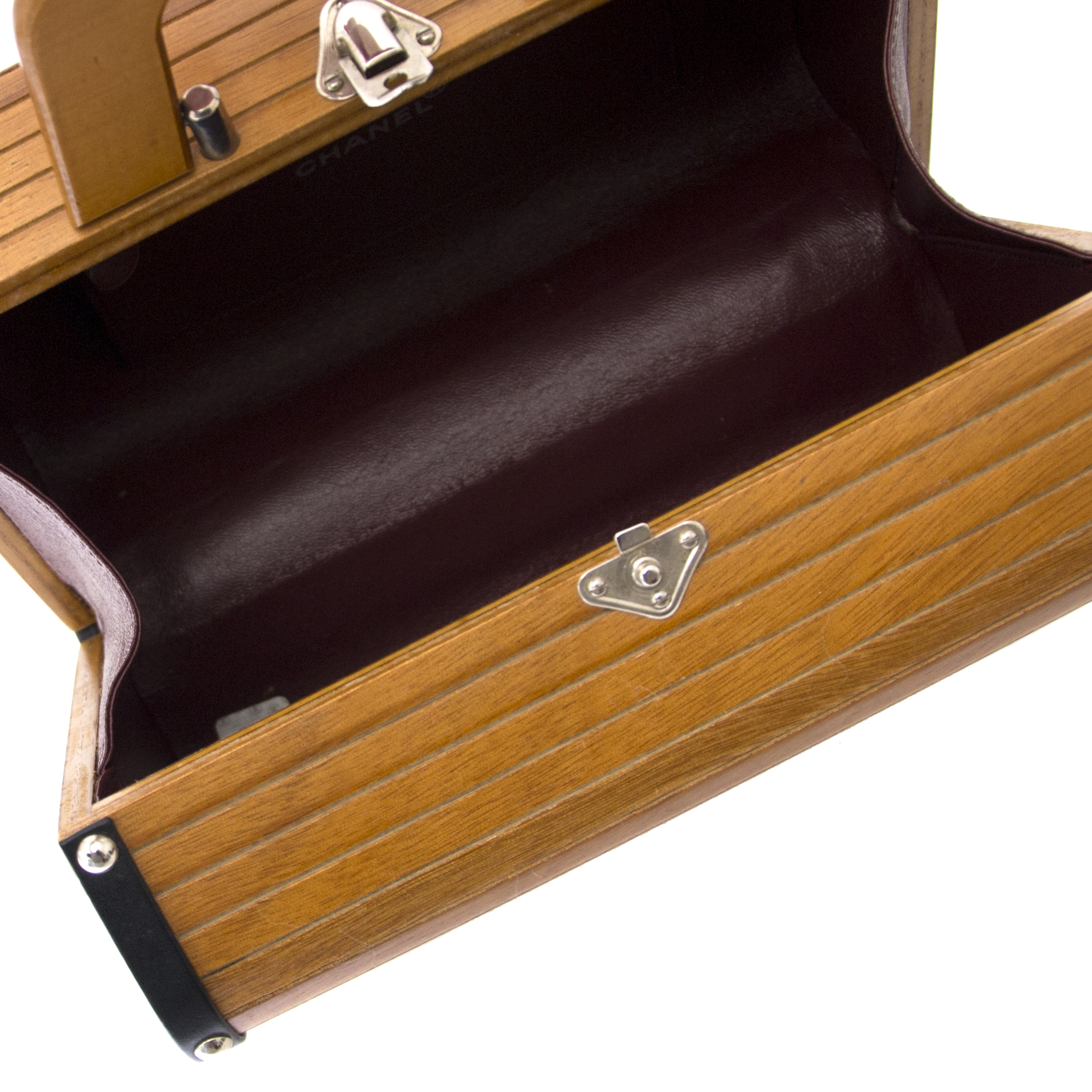 Chanel Limited Wooden Leather Trunk Case Handbag ○ Labellov