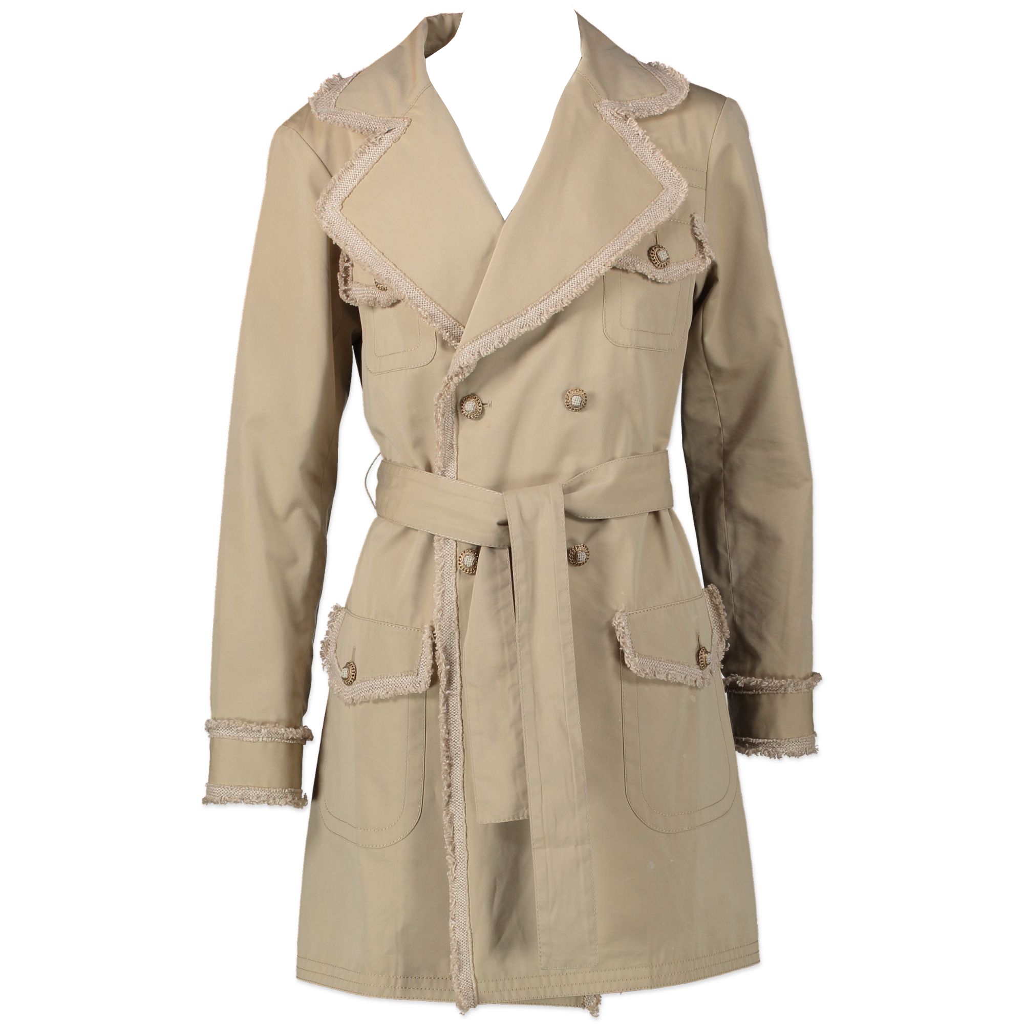 Sold at Auction: Chanel Trench Coat with Tweed Trim