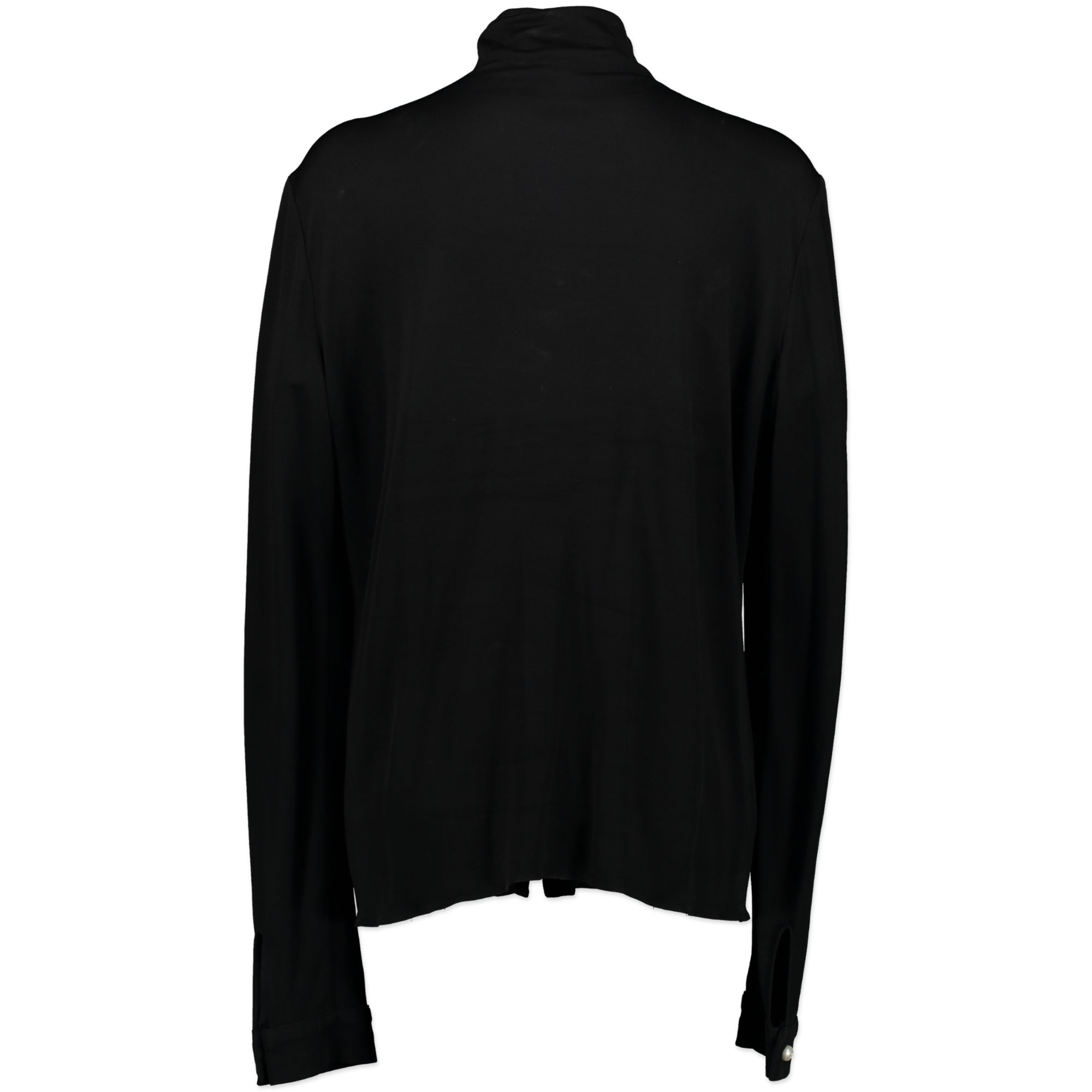 Chanel Black Long Sleeve Blouse Pearl Embellished Button