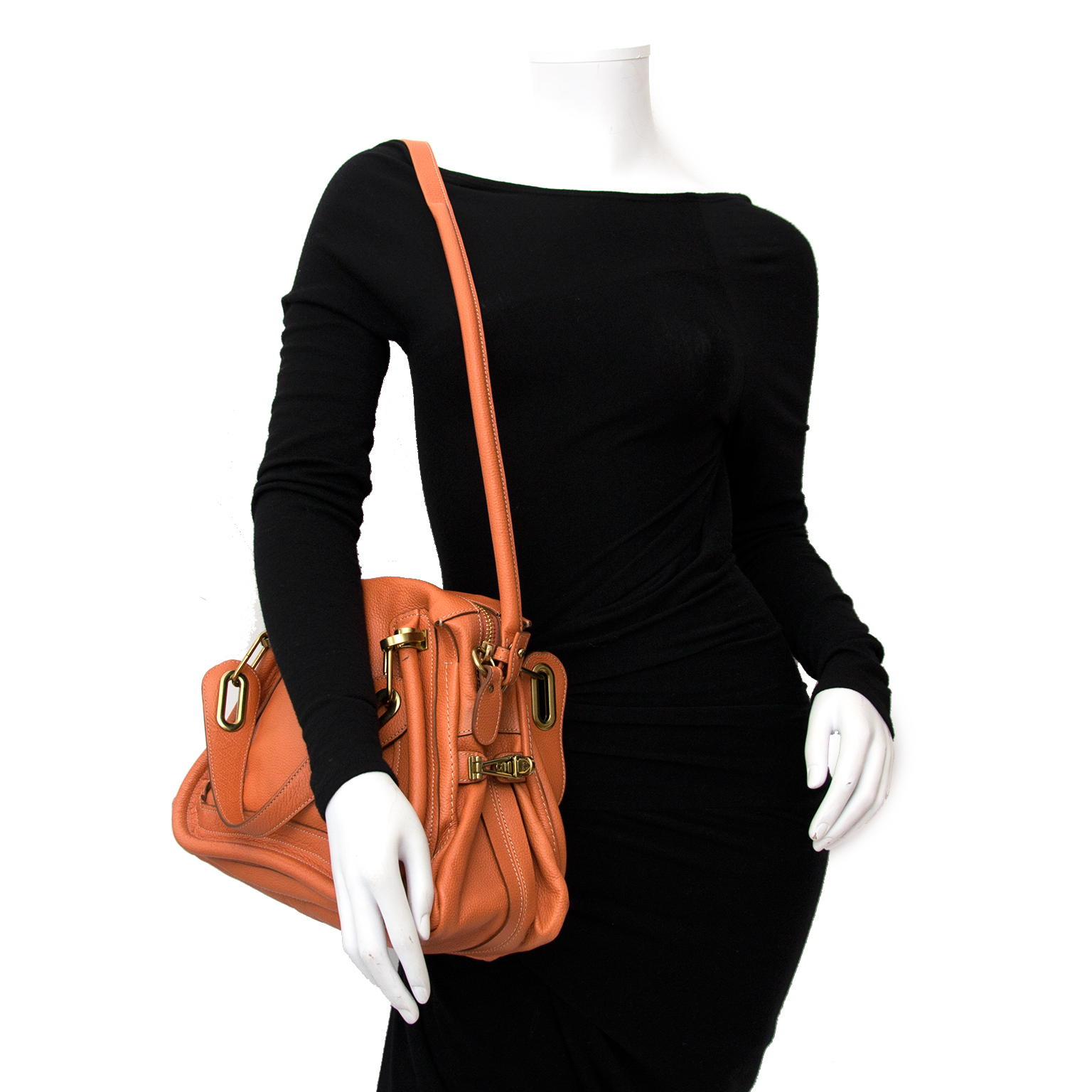 Chloe Brown Pebbled Leather Medium Paraty Bag | Yoogi's Closet