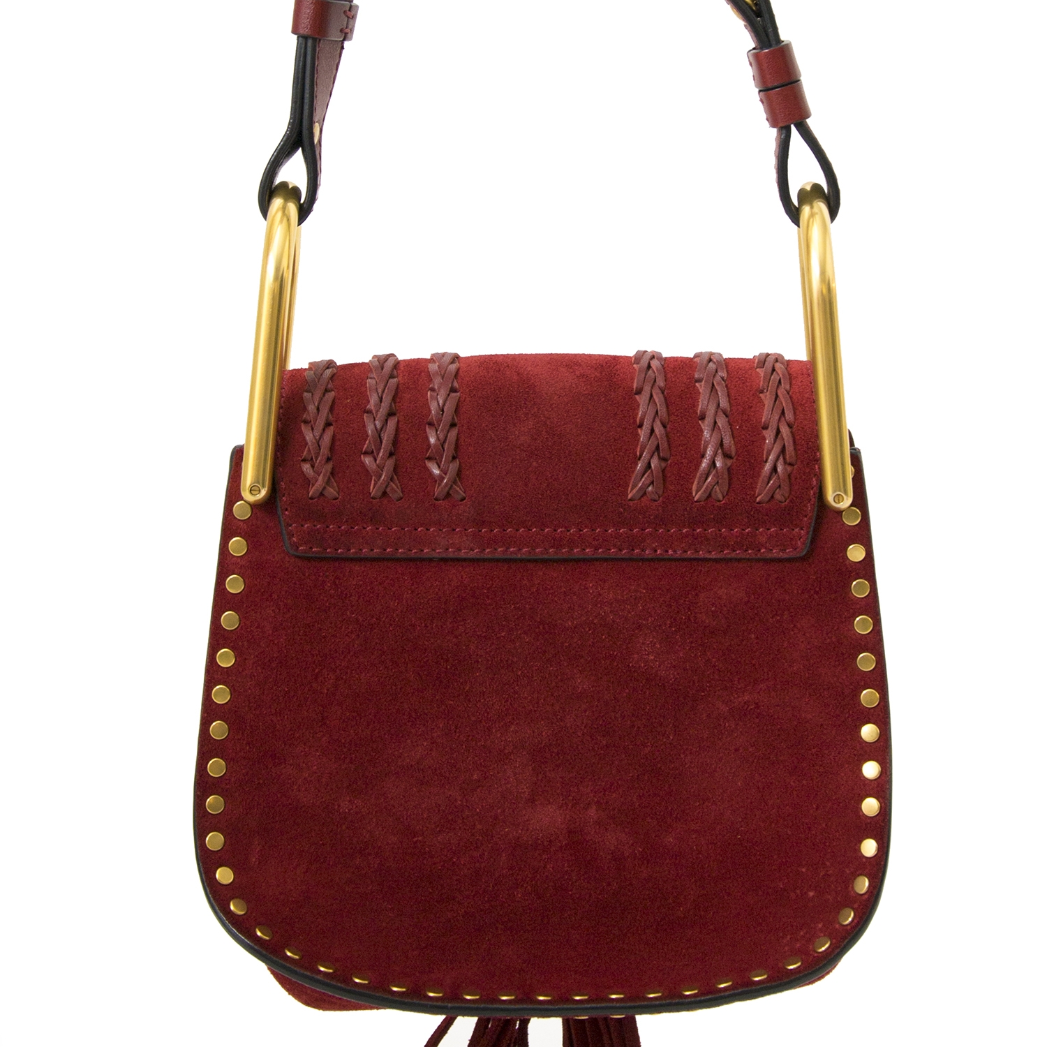 Chloe Hudson Mini Tasseled Bordeaux Suede Leather Cross Body