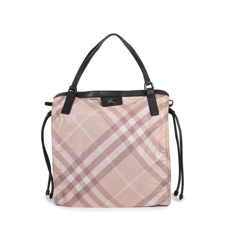 Burberry nylon check tote discount