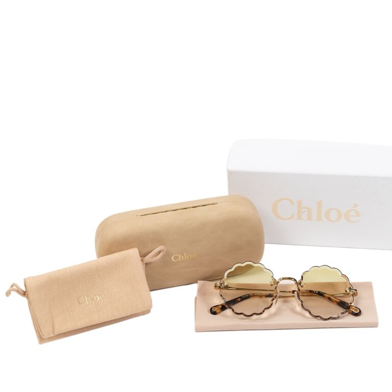 Chloe Rosie Flower Gold Yellow Shaded Sunglasses Labellov Buy and Sell Authentic Luxury
