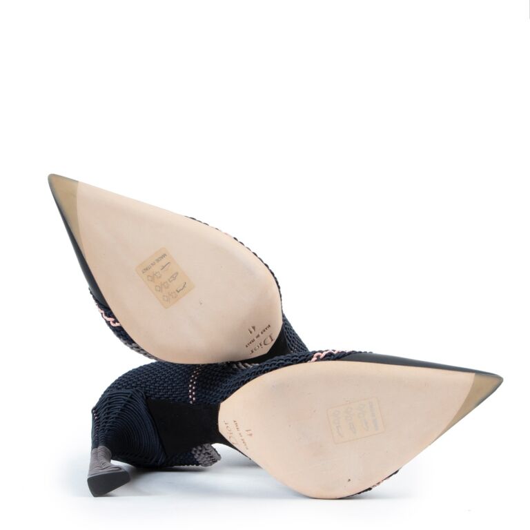 Christian Dior Tri Color Woven Songe Pointed Toe D orsay Pumps