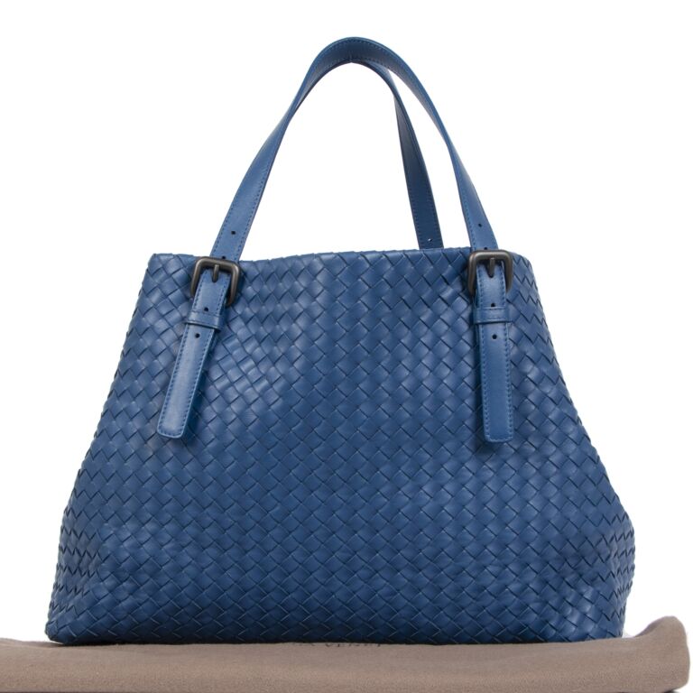 Bottega Veneta Dark Blue A-Shape Woven Tote Bag ○ Labellov ○ Buy and Sell  Authentic Luxury