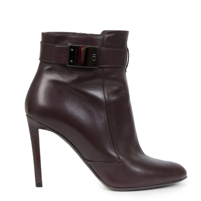 Christian Dior Burgundy Leather Ankle Boots - Size 39 Labellov Buy and ...