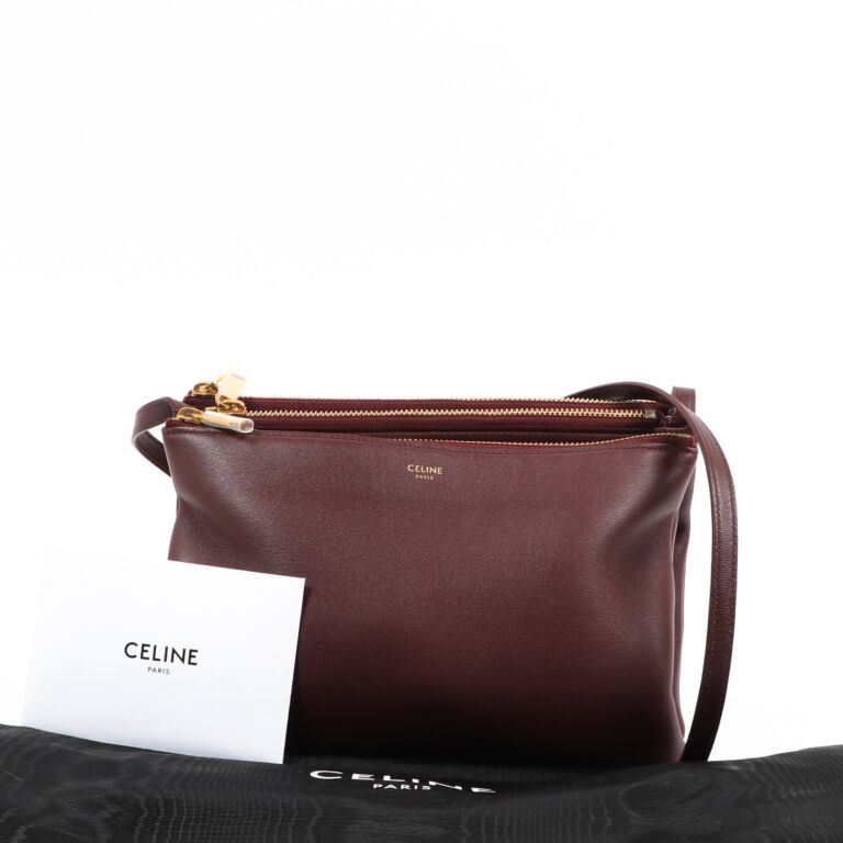 Celine Burgundy Lambskin Trio Bag ○ Labellov ○ Buy and Sell Authentic Luxury