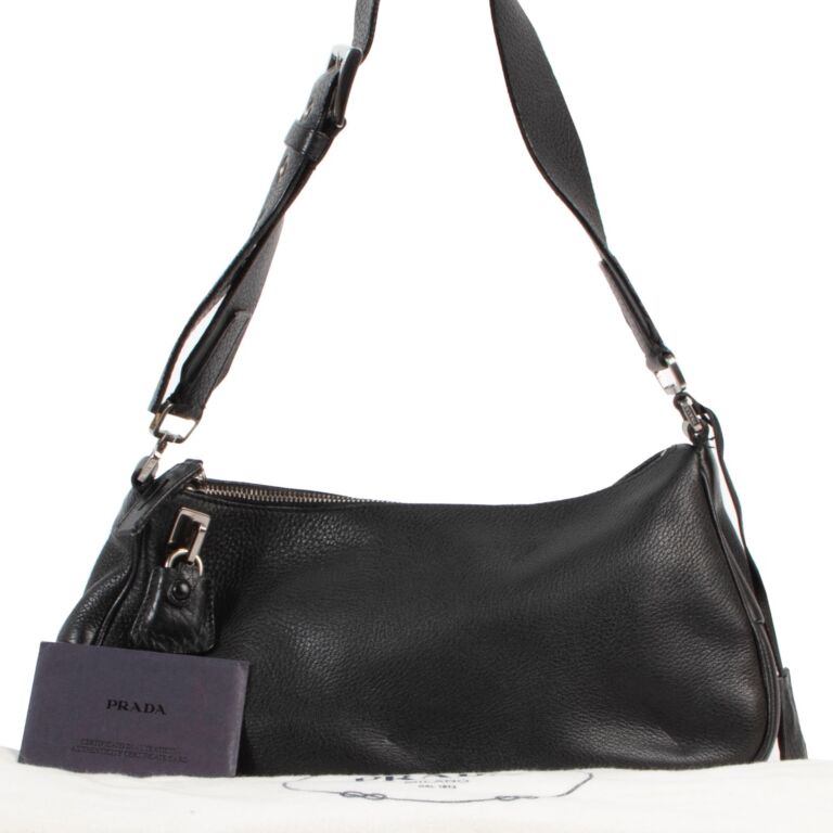 Prada shoulder hotsell bag black leather