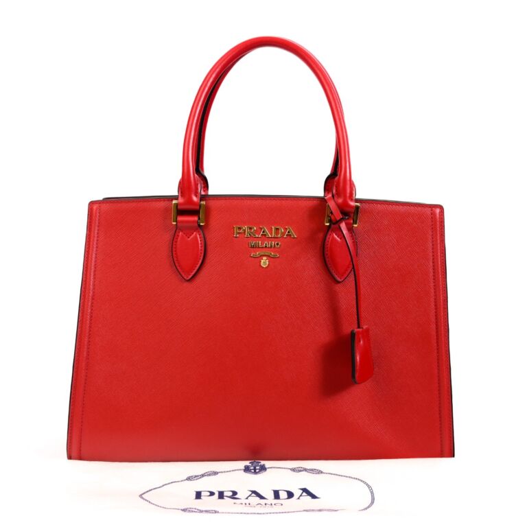 Prada Fuoco Red Saffiano Leather Handbag Labellov Buy and Sell Authentic Luxury
