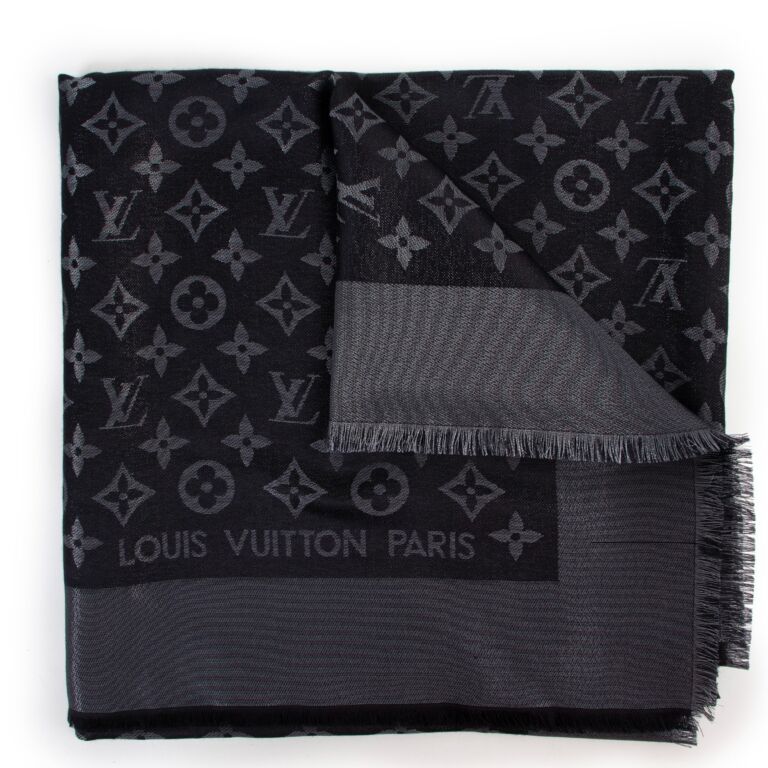 Louis Vuitton Monogram Shine Shawl Black ○ Labellov ○ Buy and