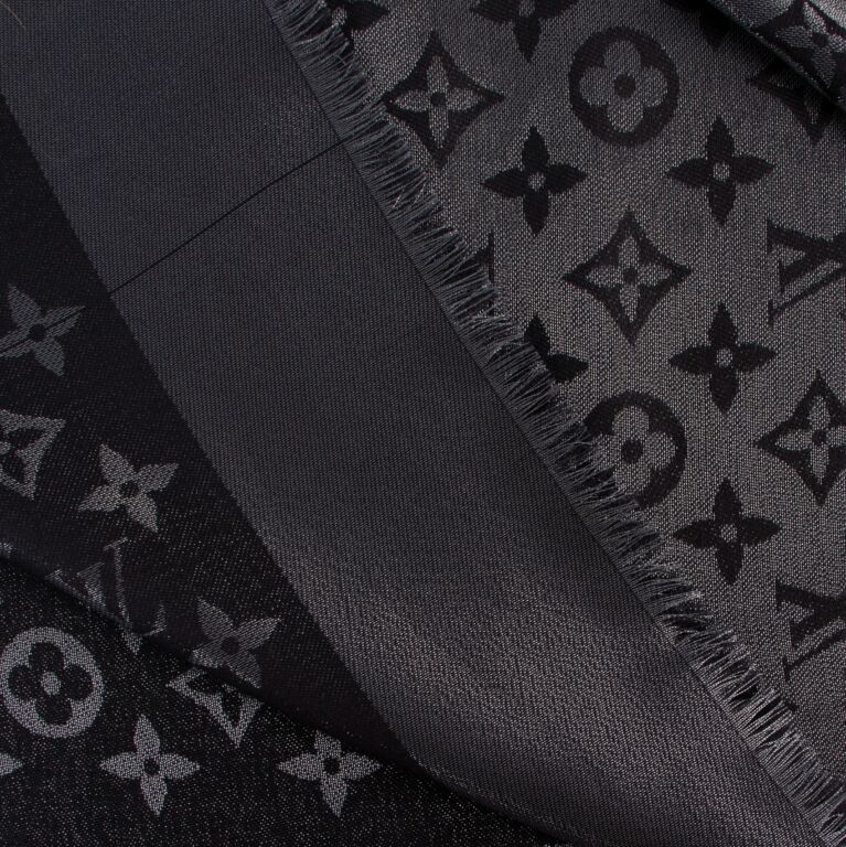 grey monogram shine shawl