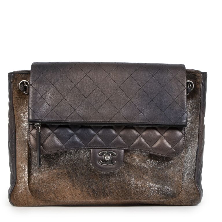 Chanel Paris Salzburg Quilted Flap Metallic Lambskin Pony Hair