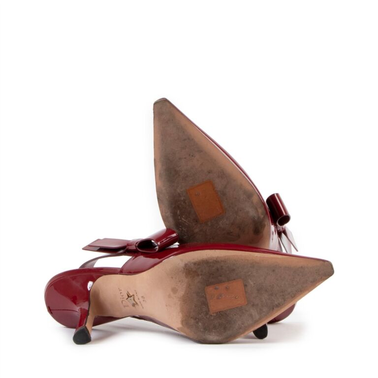 Christian Dior Sweet D Red Patent Leather Slingback Pumps