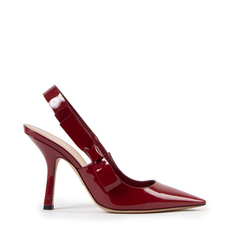 Christian Dior Sweet D Red Patent Leather Slingback Pumps Size 38 Labellov Buy and Sell Authentic Luxury