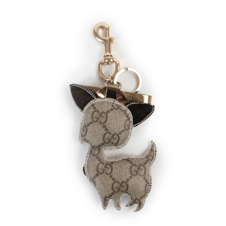 Gucci GG Supreme Guccioli Brando Chihuahua Keychain Charm Labellov Buy and Sell Authentic Luxury