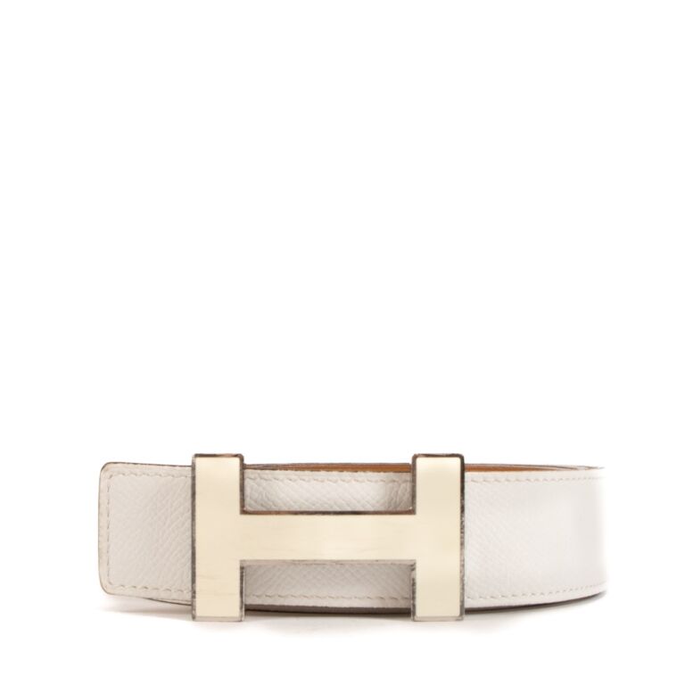 Herm s White Epsom Enamel H Belt Labellov Buy and Sell