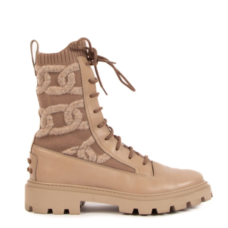 Tod s Beige Kate Combat Boots size 37 Labellov Buy and