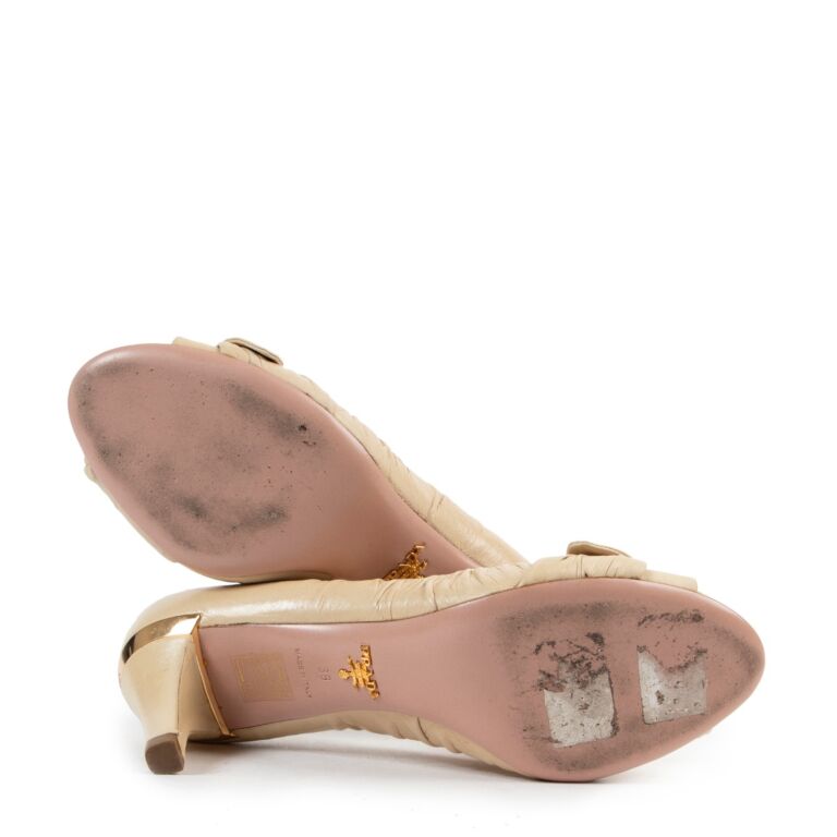 【ほぼ新品】PRADAエナメル ヒール/35.5 ピンクベージュ&赤 ll09305_prada_pink_shoulder_ba