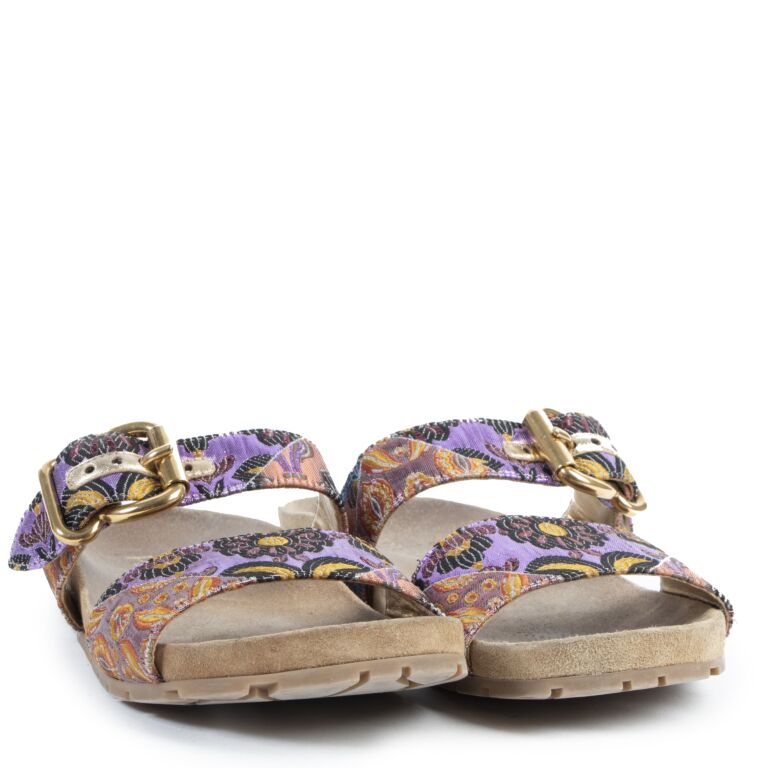 サンダル・ミュール PRADA Women Sandals 1XP48BF095008 F0007 Purple Prada Purple Leather Thong Kitten Heel Sandals Size 8.5/39