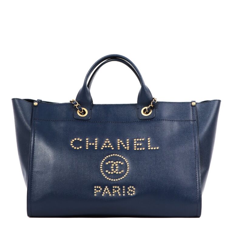 Chanel Blue Calfskin Deauville Maxi Shopping Bag ○ Labellov ○ Buy and Sell  Authentic Luxury