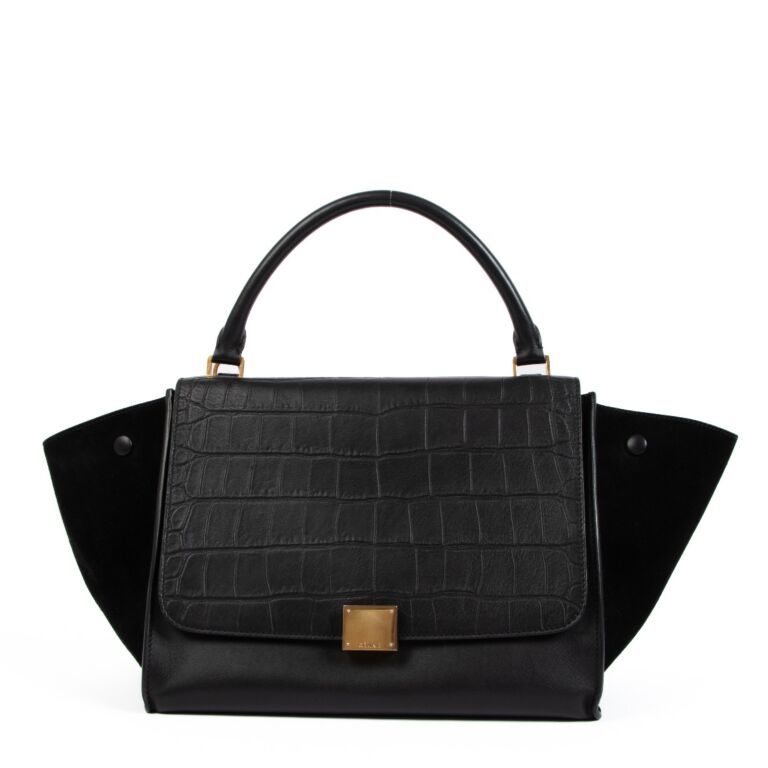 Celine trapeze croc embossed store