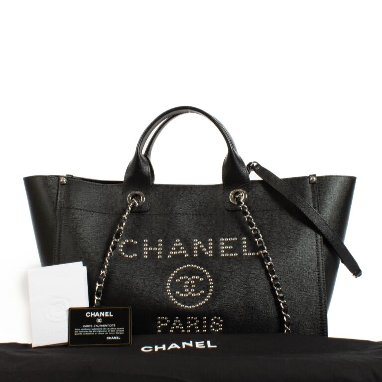 Chanel black sales deauville tote