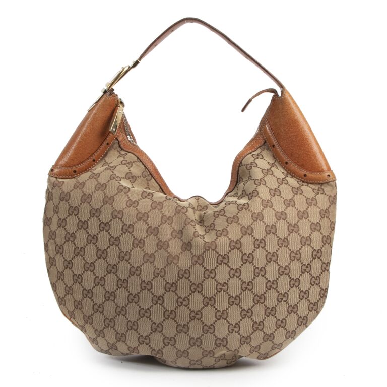 Gucci canvas best sale hobo bag