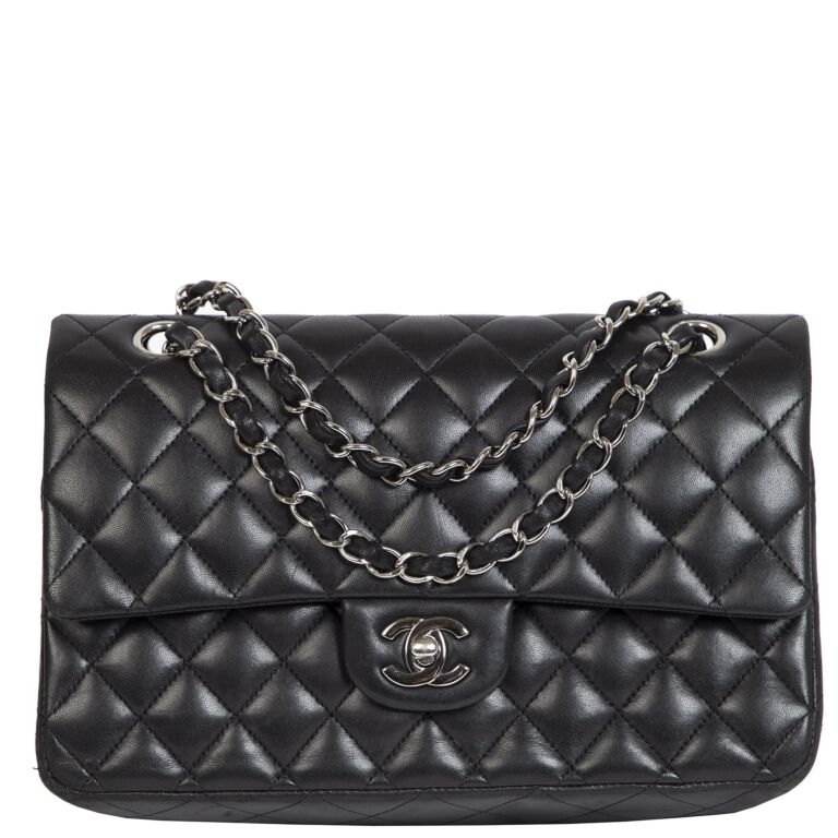 Chanel Medium Classic Black Quilted Double Flap Lambskin Bag ○ Labellov ○  Buy and Sell Authentic Luxury