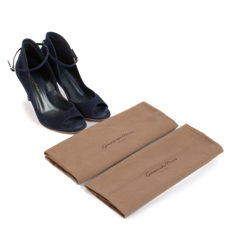 Gianvito Rossi Blue Suede Open Toe Pumps - Size 37 ○ Labellov