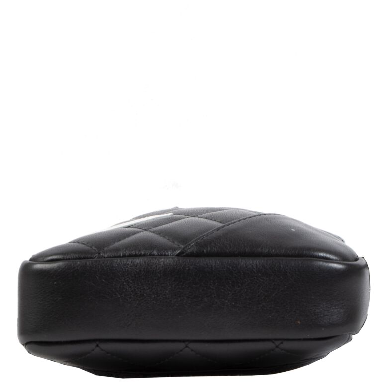 CHANEL Cambon Flat Calfskin Leather Messenger Crossbody Bag Black-US