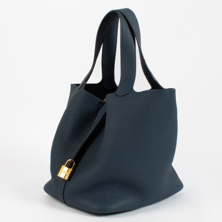 Hermès Picotin Lock 22 Bleu de Prusse Clemence GHW