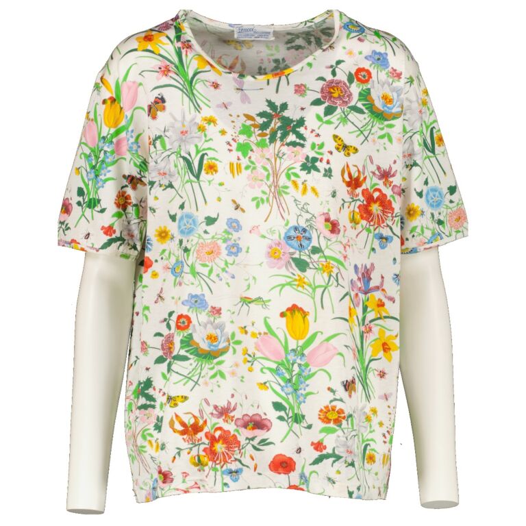 Gucci Vintage Flora Print Cotton T Shirt Size 48 Labellov Buy and Sell Authentic Luxury