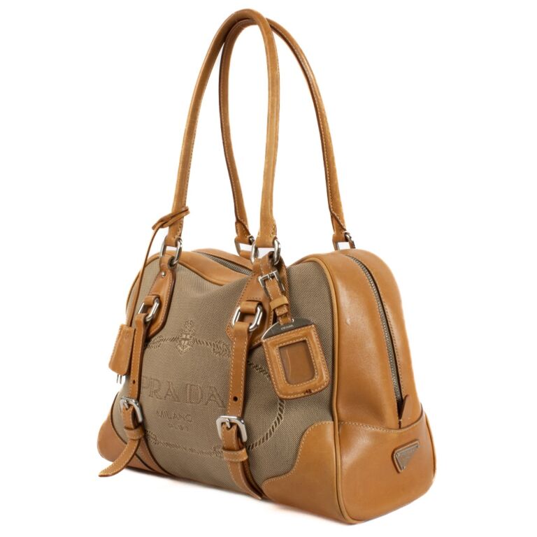 Prada Jacquard Canvas Logo Shoulder Bag ○ Labellov ○ Buy